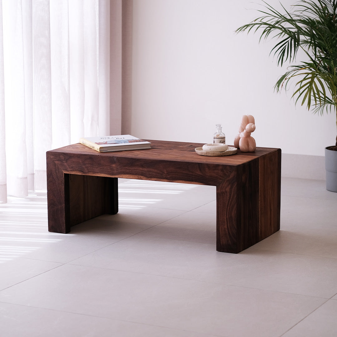 Dual-tone walnut and teak DuoTone Coffee Table from the "Duality" collection for stylish homes